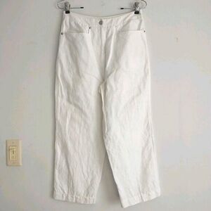Deane&White Pants Womens 6 White 100%Linen High Rise Baggy Lined Office*READ